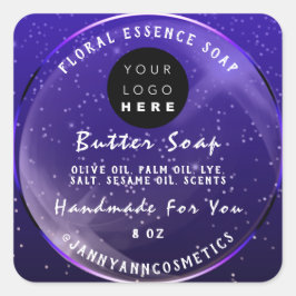 Lila av Logotyp som handhas av Butter Soap Cosmeti Fyrkantigt Klistermärke