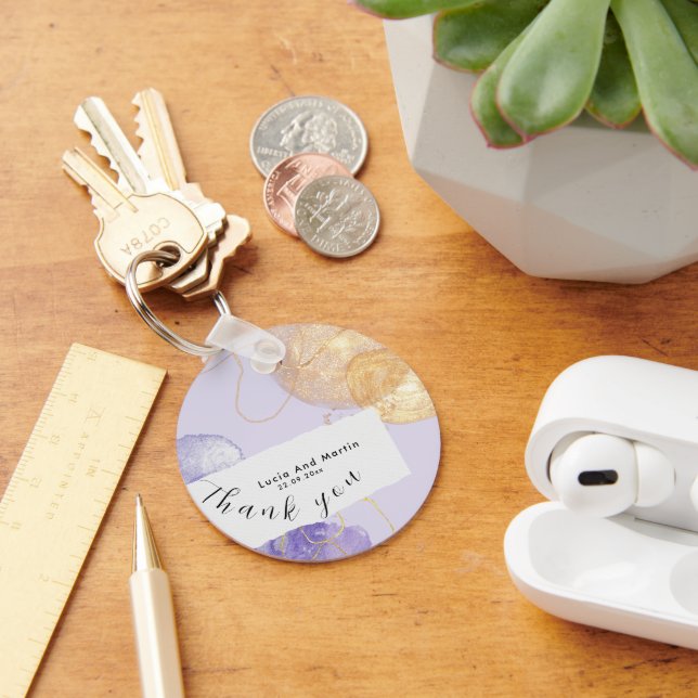 Lila av lyxvaror och Abstrakten Golden Tack Bröllo Nyckelring (Skrivbord)