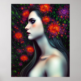 Lila av magisk fantasi, vacker röd grönt poster