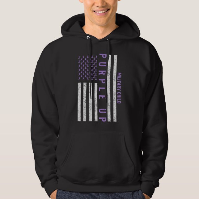 Lila av medvetenhet om militära barnbarn i månaden hoodie (Framsida)