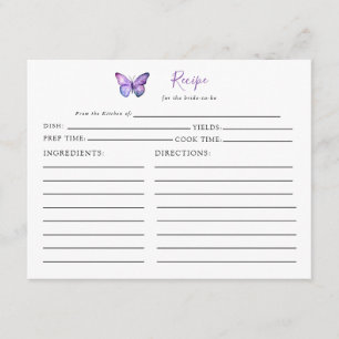 Lila av möhippa Butterfly Recipe Card Tilläggskort
