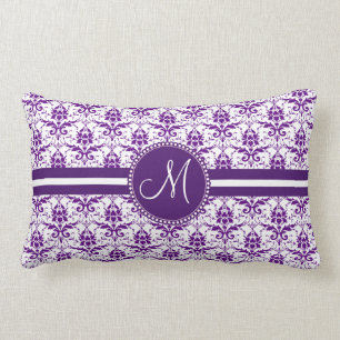 Lila av monogram Elegant-Vintage och vitmask Lumbarkudde