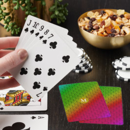 Lila av monogrammad Blommigt Grönt Diagonal Mönst Casinokort
