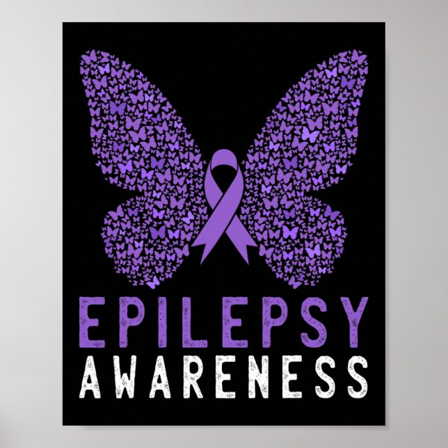 Lila av Myterfly Epilepsy Awareness Month Ribbon S Poster (Framsidan)