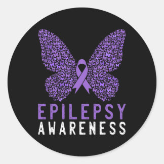 Lila av Myterfly Epilepsy Awareness Month Ribbon S Runt Klistermärke