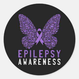 Lila av Myterfly Epilepsy Awareness Month Ribbon S Runt Klistermärke