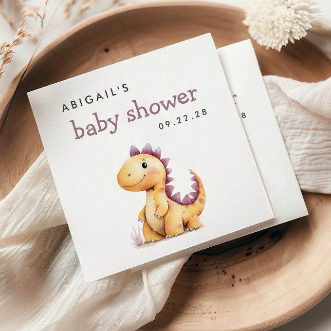 Lila av Orange Dinosaur Baby Shower Napkin Pappersservett (Skapare uppladdad)