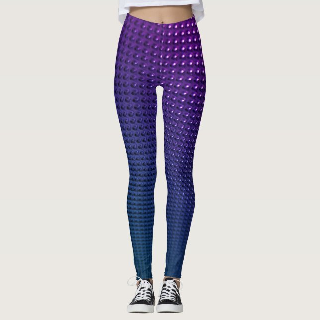 Lila av övertoning och marin blå geometrisk design leggings (Framsida)