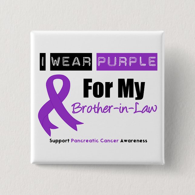 Lila av pancreatic Cancer Ribbon Brother-in-Law Knapp (Framsida)