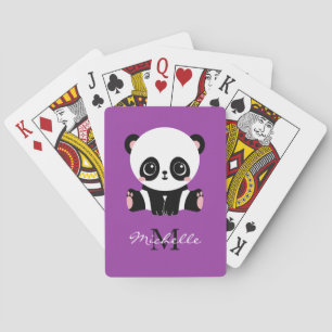 Lila av Personligen i Monogram Cute Sitta Panda Casinokort