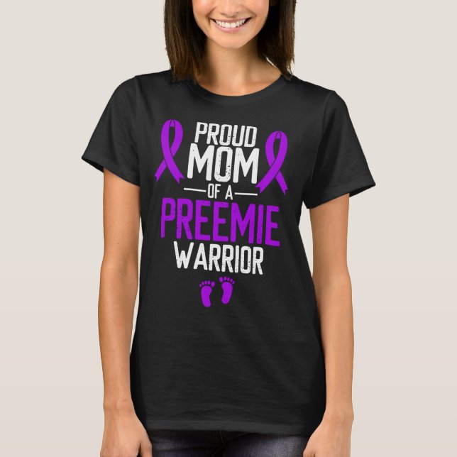 Lila av prematura barn Proud Mamma of Preemie T Shirt (Framsida)