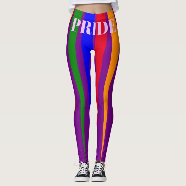 lila av PRIDENA typografi av homosexuella regnbågs Leggings (Framsida)