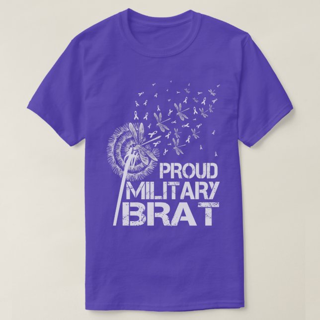 Lila av proud Militär Brat Militär Barn Månad uppå T Shirt (Design framsida)