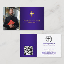 Lila av radikant Guld Kor Pastor Photo Royal Visitkort