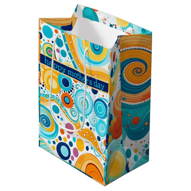 Lila av Retro Mönster Guld Blue Aqua Orange (Framsidan Vinklad)