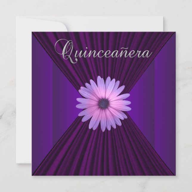 Lila av rosa Lila Daisy  Quinceanera-inbjudningar Inbjudningar (Framsida)