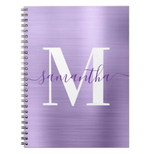 Lila av royal och av vit monogram Blek Shimmer Anteckningsbok