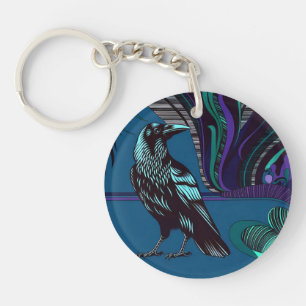 Lila av rund nyckelkedja i Acrylic kråka Design Bl