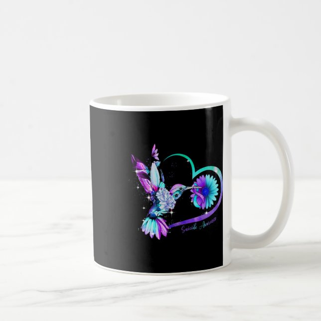Lila av solros Heart Ribbon Suicide Awareness Kaffemugg (Höger)