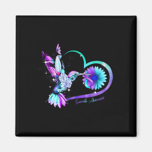 Lila av solros Heart Ribbon Suicide Awareness Magnet