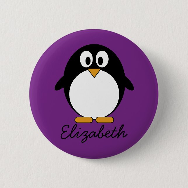 lila av söt tecknad penguin knapp (Framsida)