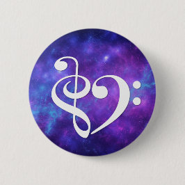 Lila av Teal Nebula Raka Bass Clef Heart Knapp