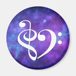 Lila av Teal Nebula Raka Bass Clef Heart Magnet