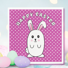 Lila av Tecknad av Påskhare Vit Rosa Cute Pappersservett