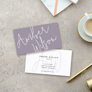 Lila av Trendiget Modern Monogram Script Snyggt  Visitkort