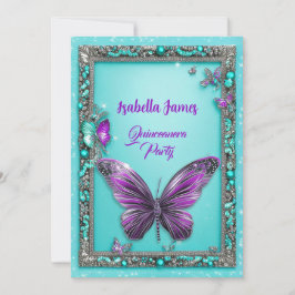 lila av turkospärl Butterfly modern chic Inbjudningar