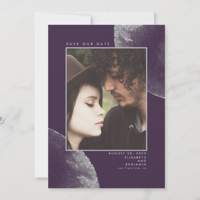 Lila av utsugningsanläggningen i silver Glitter Sp Spara Datumet (Framsida)