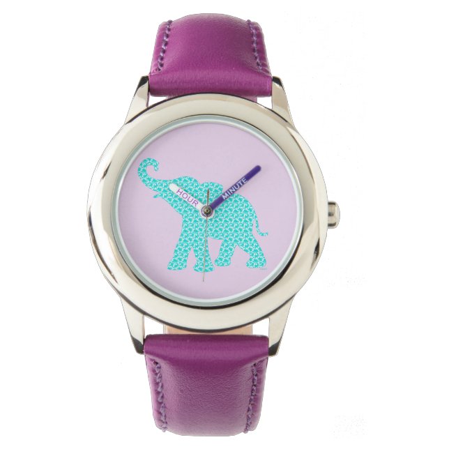 Lila av vackert Ornate Elephant Armbandsur (Framsida)