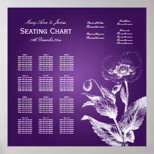 Lila av vallmo för sittande diagram i bröllop poster