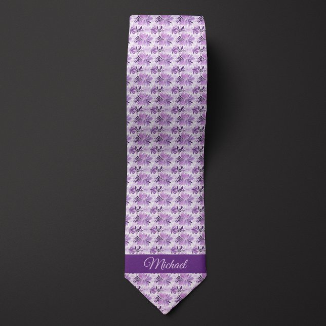 Lila av vattenfärg, botaniskt monogram slips (Skapare uppladdad)