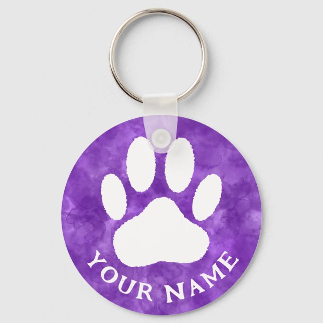Lila av vattenfärg för vit Anpassningsbar Nyckelring (Framsida)
