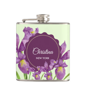 Lila av vattenfärg Iris Botanical Illustration Fickplunta