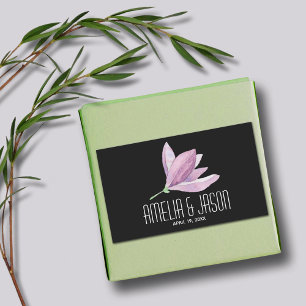 Lila av vattenfärg Magnolia Bröllop Rektangulärt Klistermärke