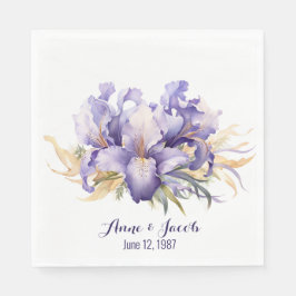 Lila av vattenfärgen Iris Bouquet Pappersservett