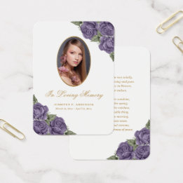 Lila av vattenfärgen Memorial Funeral Prayer Card Visitkort