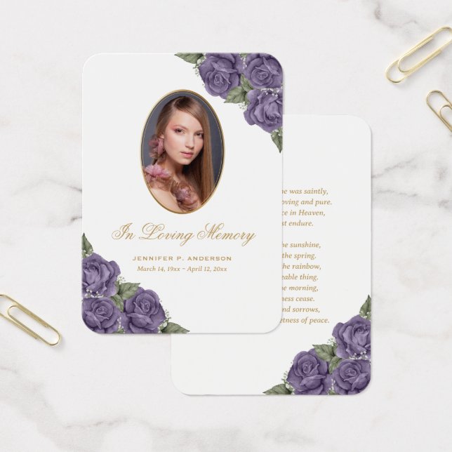 Lila av vattenfärgen Memorial Funeral Prayer Card Visitkort (Kontor)