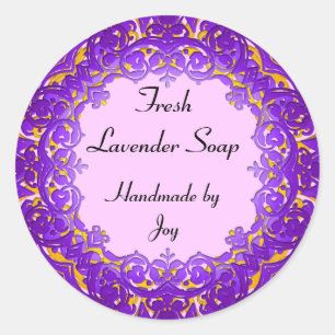 Lila av vintage Art Anpassningsbar Soap eller Cani Runt Klistermärke