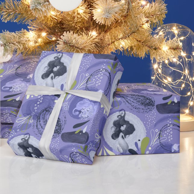 Lila av viskhet Sjöjungfruar Abstrakt Mönster Presentpapper (Helgdagar)