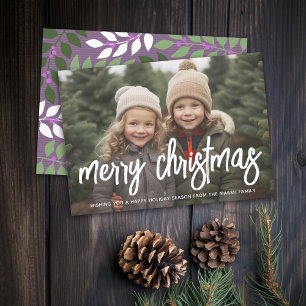 Lila av vit övertäckning för Photo God jul-skript Julkort