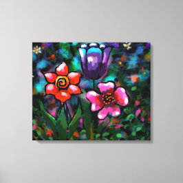 Lila av vitlök i Blommigt, blått Rosa Blommor Canvastryck