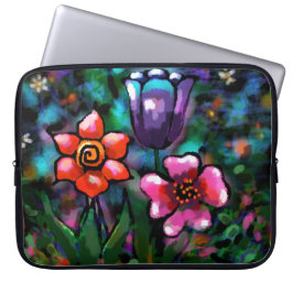 Lila av vitlök i Blommigt, blått Rosa Blommor Laptop Fodral