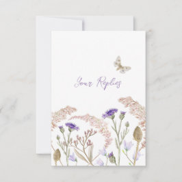 Lila av Wildblomme-blommigt faller bröllop enkelt OSA Kort