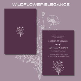 Lila av Wildblommelegance Bröllop Theme- Inbjudningar