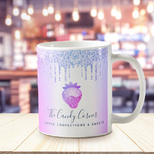 Lila avverkade Glitter-drivrutiner för jordgubbsko Kaffemugg