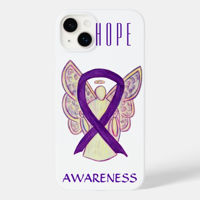 Lila Awareness Angel Ribbon Anpassningsbar iPhone  (Baksida)