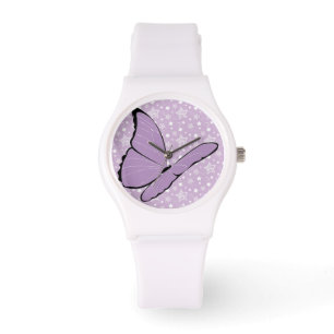 Lila Awareness Butterfly Armbandsur